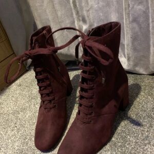Marks & Spencer Burgundy Lace-Up Boots